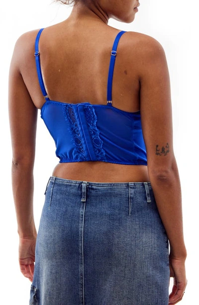 Shop Bdg Urban Outfitters Lace & Satin Corset Crop Top In Blue