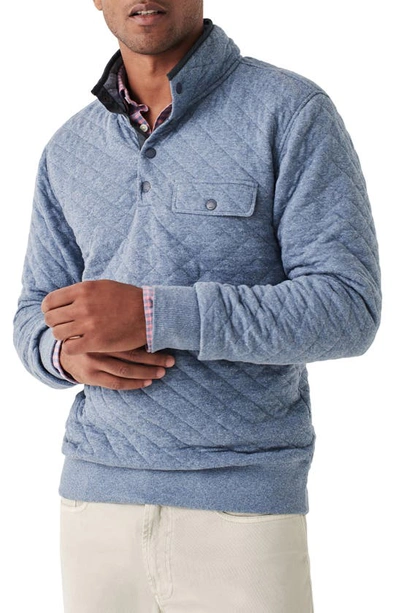 Shop Faherty Brand Epic Quilted Fleece Pullover In Faded Blue Heather