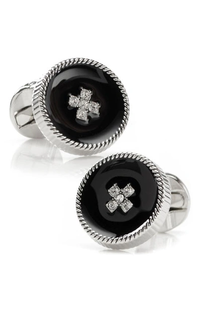 Shop Cufflinks, Inc Crystal Button Cuff Links In Black