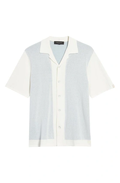 Shop Rag & Bone Harvey Oversize Sweater Knit Short Sleeve Button-up Shirt In Ivory