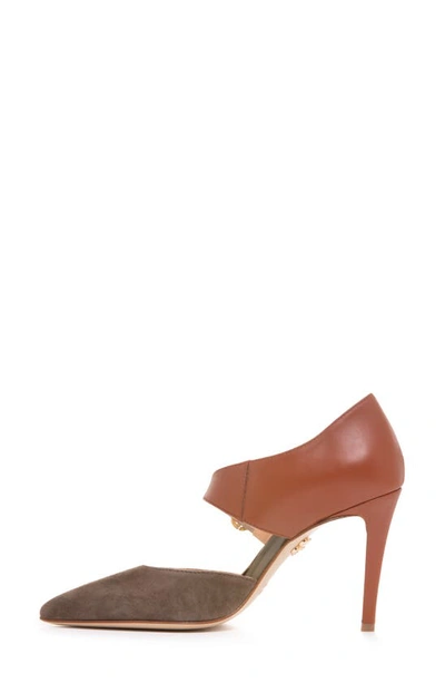 Shop Beautiisoles Sara Pointed Toe Pump In Green Nappa Leather Mix
