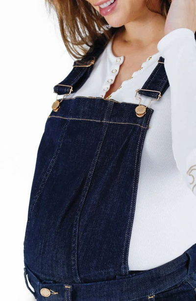Cache Coeur Sharon Denim Maternity Overalls In Dark Blue