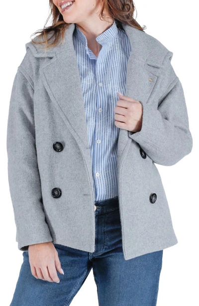 Shop Cache Coeur Malo Maternity Peacoat In Grey
