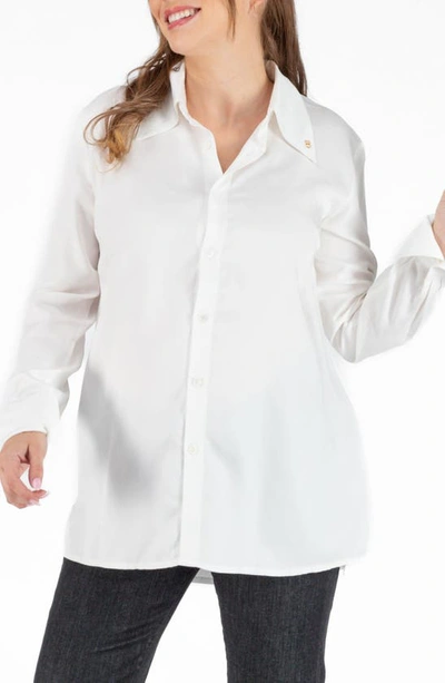 Shop Cache Coeur Tina Maternity/nursing Button-up Shirt In Natural