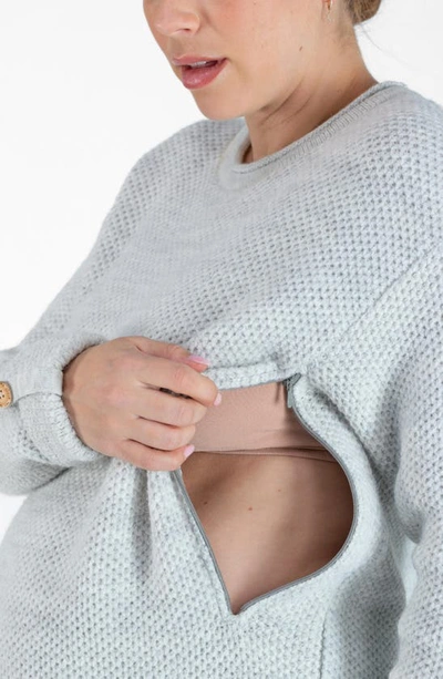 Shop Cache Coeur Honey Long Sleeve Maternity/nursing Sweater Dress In Grey