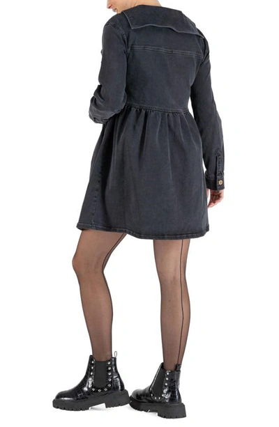 Shop Cache Coeur Nina Long Sleeve Denim Maternity/nursing Dress In Grey