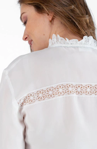 Shop Cache Coeur Scarlett Long Sleeve Lace Collar Maternity Blouse In Natural