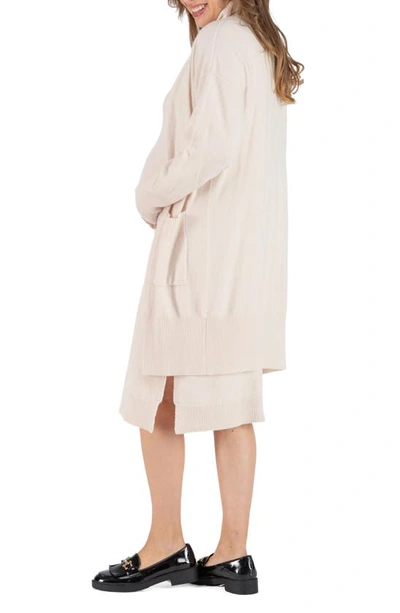 Shop Cache Coeur Laurie Wool & Cashmere Longline Maternity/nursing Cardigan In Sand