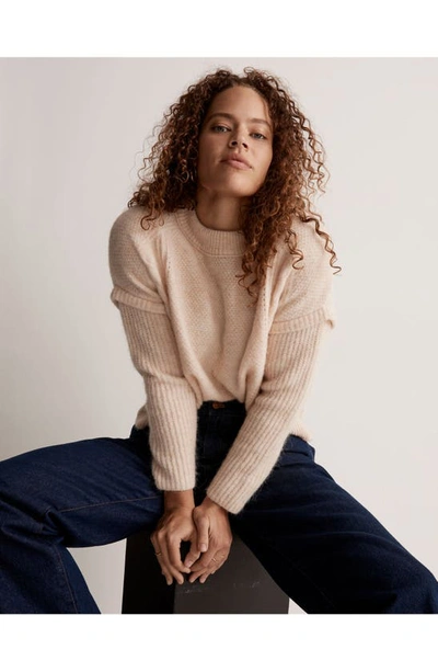 Shop Madewell Havener Cable Pullover Sweater In Heather Powder
