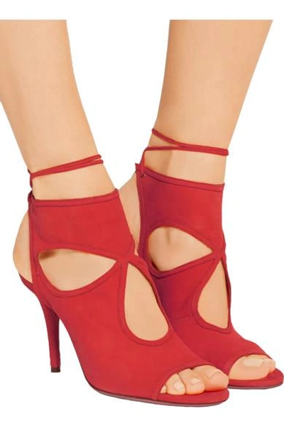 Shop Aquazzura Sexy Thing Cutout Suede Sandals