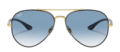 Shop Ray Ban Rb3675 90003f Aviator Sunglasses In Blue