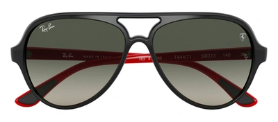 Shop Ray Ban Rayban Ferrari Rb4125m F64471 Aviator Sunglasses In Grey