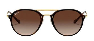 Shop Ray Ban Rb4292n 710/13 Round Sunglasses In Brown