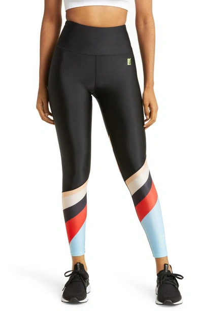 P.e Nation Roll Shot Stripe Leggings In Black