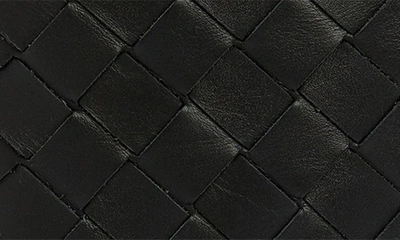 Shop Bottega Veneta Intrecciato Leather Phone Pouch In Black-silver