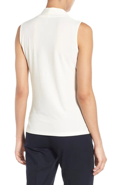 Anne Klein Sleevesless Solid Triple Pleat Top In White