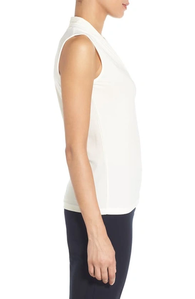 Anne Klein Sleevesless Solid Triple Pleat Top In White