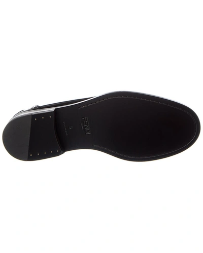 Shop Fendi O'lock Leather Loafer In Black