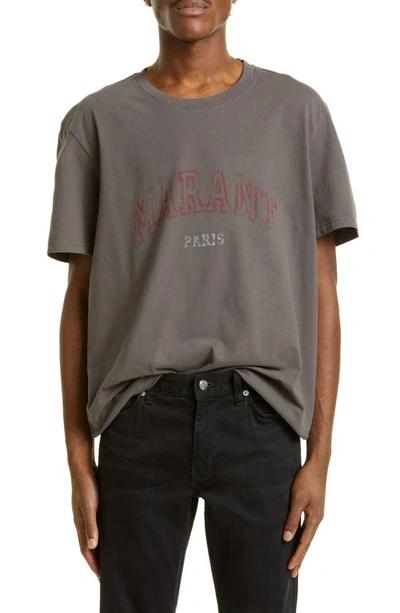 Isabel Marant Cotton Graphic Tee In Faded Black 02fk | ModeSens