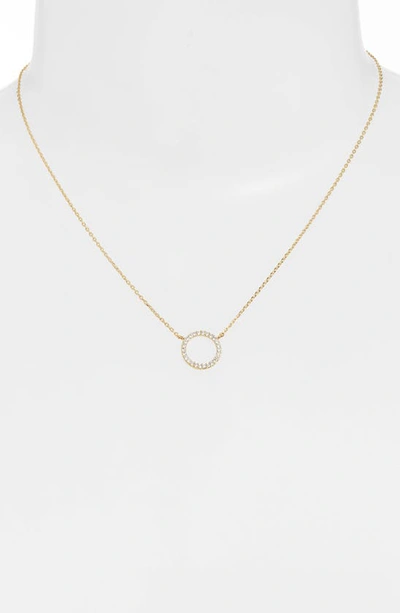 Shop Estella Bartlett Large Pavé Crystal Circle Pendant Necklace In Gold