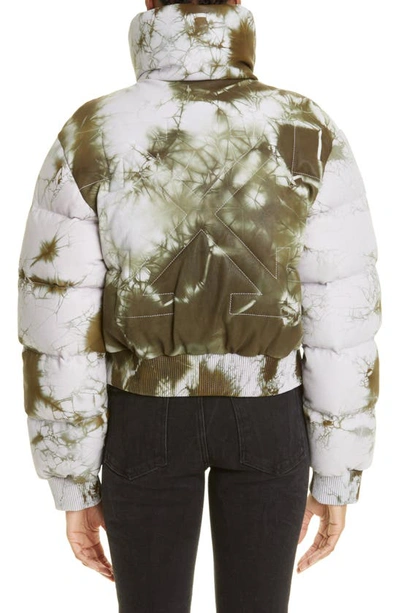 Shop Off-white Arrow Tie Dye Down Leather Puffer Jacket In Military Lilac