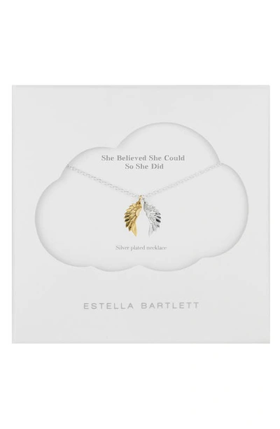 Shop Estella Bartlett She Believed She Could Wings Necklace In Silver