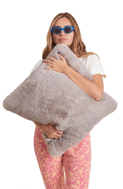 Shop Unhide Squish Faux Fur Accent Pillow In Silver Wolf