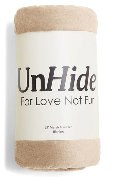 Unhide Lil Marsh Traveller Faux Fur Blanket In Beige Bear