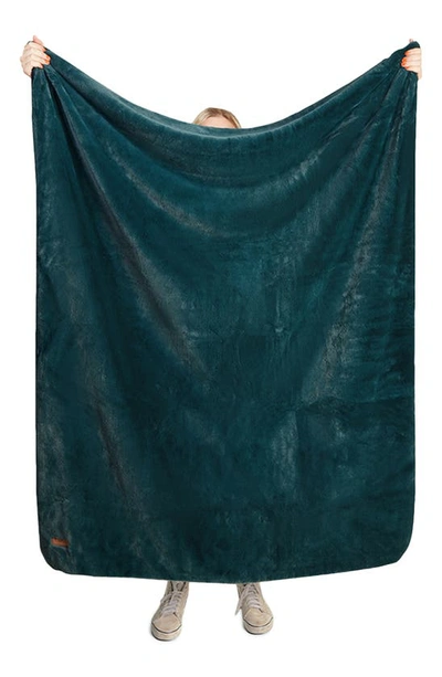 Shop Unhide Lil' Marsh Mini Faux Fur Throw Blanket In Emerald Kitten