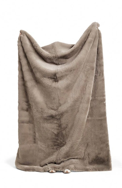 Shop Unhide The Marshmallow 2.0 Medium Faux Fur Throw Blanket In Taupe Ducky