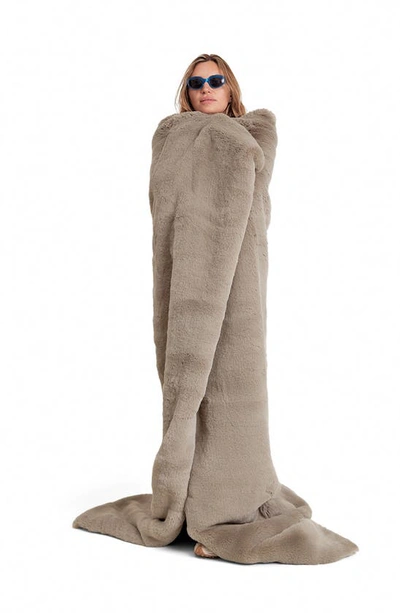 Shop Unhide The Marshmallow 2.0 Medium Faux Fur Throw Blanket In Taupe Ducky