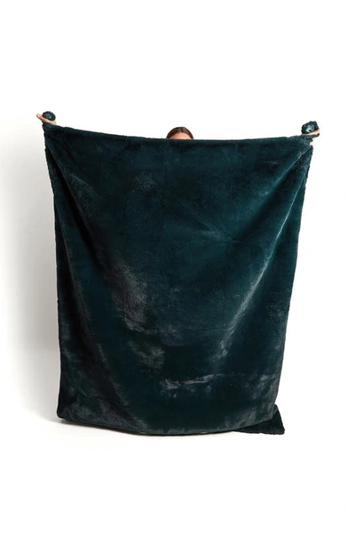 Shop Unhide The Marshmallow 2.0 Medium Faux Fur Throw Blanket In Emerald Kitten