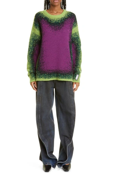 Shop Y/project Gradient Jacquard Crewneck Wool Blend Sweater In Green / Purple