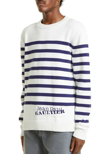Shop Y/project X Jean Paul Gaultier Body Morph Stripe Trompe L'oeil Sweater In White / Black
