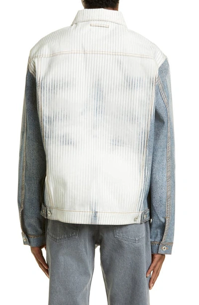 Shop Y/project X Jean Paul Gaultier Body Morph Trompe L'oeil Denim Trucker Jacket In Blue / White