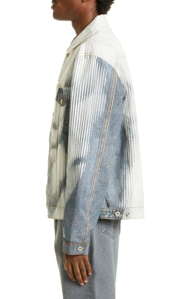 Shop Y/project X Jean Paul Gaultier Body Morph Trompe L'oeil Denim Trucker Jacket In Blue / White