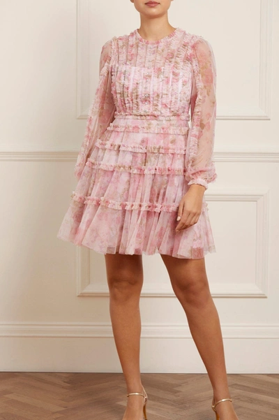 Shop Needle & Thread Rose Bluebell Esme Micro Mini Dress In Pink