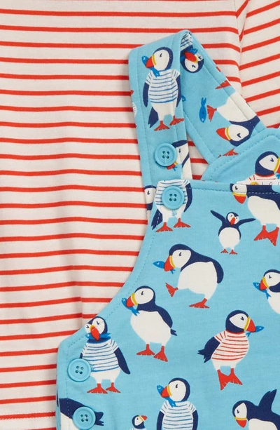 Shop Mini Boden Print Jersey Overalls & Stripe T-shirt Set In Aqua Blue Puffins