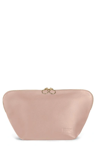 Shop Kusshi Vacationer Leather Makeup Bag In Blush Pink