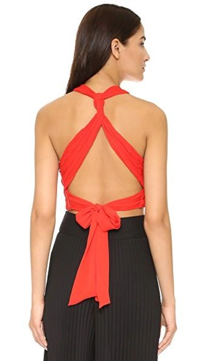 Shop Alice And Olivia Tracee Crossover Halter Top In Light Poppy