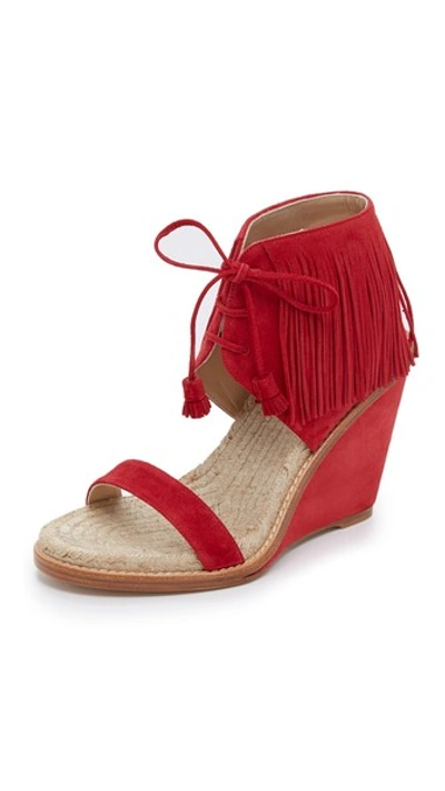 Paul Andrew Shantou Wedge Sandals In Dragon Red