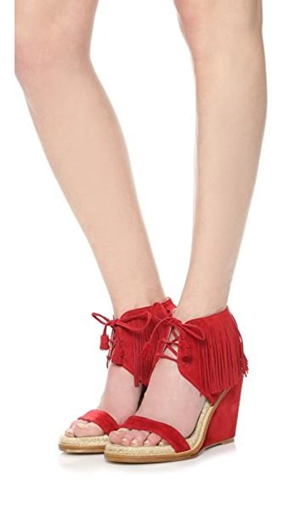 Shop Paul Andrew Shantou Wedge Sandals In Dragon Red