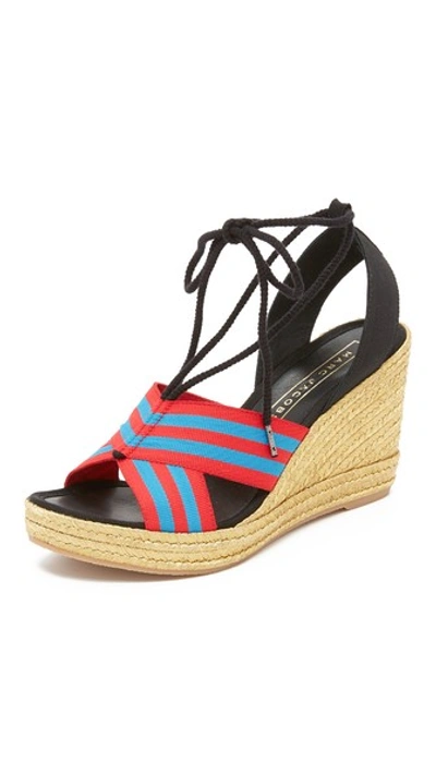 Shop Marc Jacobs Dani Wedge Espadrille Sandals In Blue/red