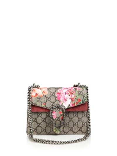 Shop Gucci Dionysus Blooms Mini Shoulder Bag In Beige-rose
