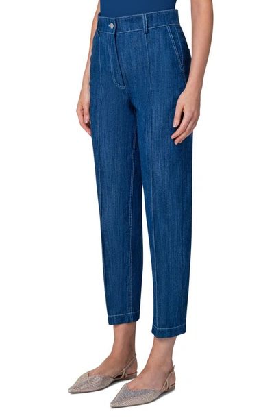 Shop Akris Punto Feryn Tapered Leg Stretch Denim Ankle Jeans In Blue Denim