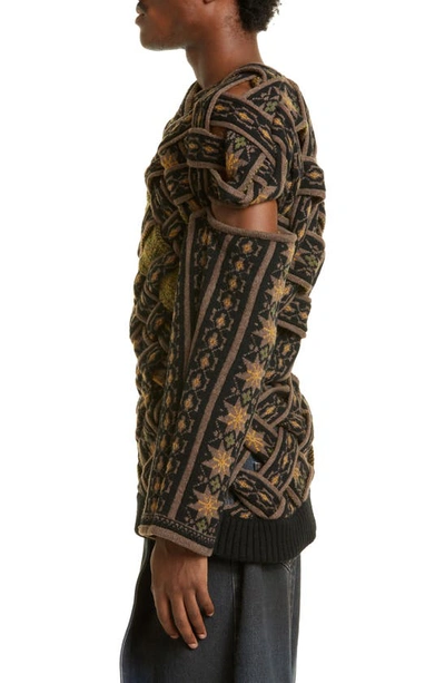 Shop Y/project Braided Norwegian Sweater In Brown