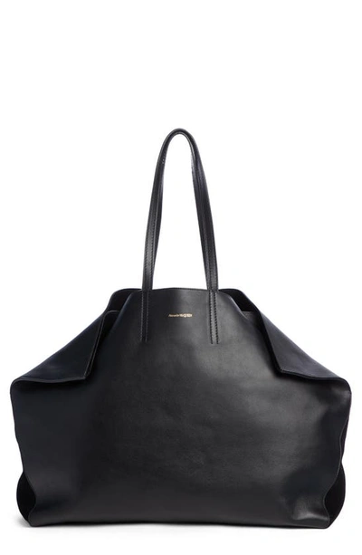 Shop Alexander Mcqueen Butterfly Leather Tote In Black