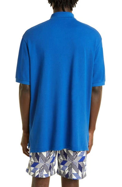 Shop Isabel Marant Afko Embroidered Logo Oversize Cotton Polo In Blue