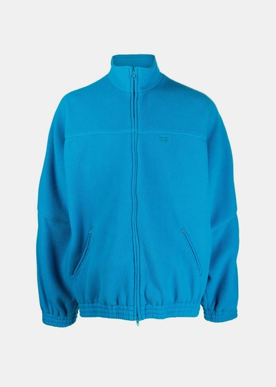 Shop Balenciaga Blue Fleece Tracksuit Jacket In Cyclades Blue