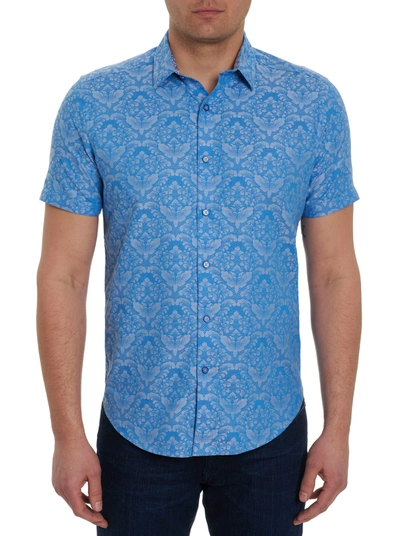 Shop Robert Graham Bayview Short Sleeve Button Down Shirt In Light Blue